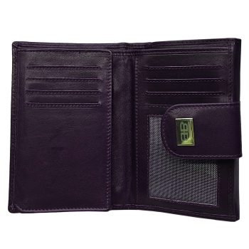 Preview: Mittlere Damenbörse mit Überschlag Echtleder